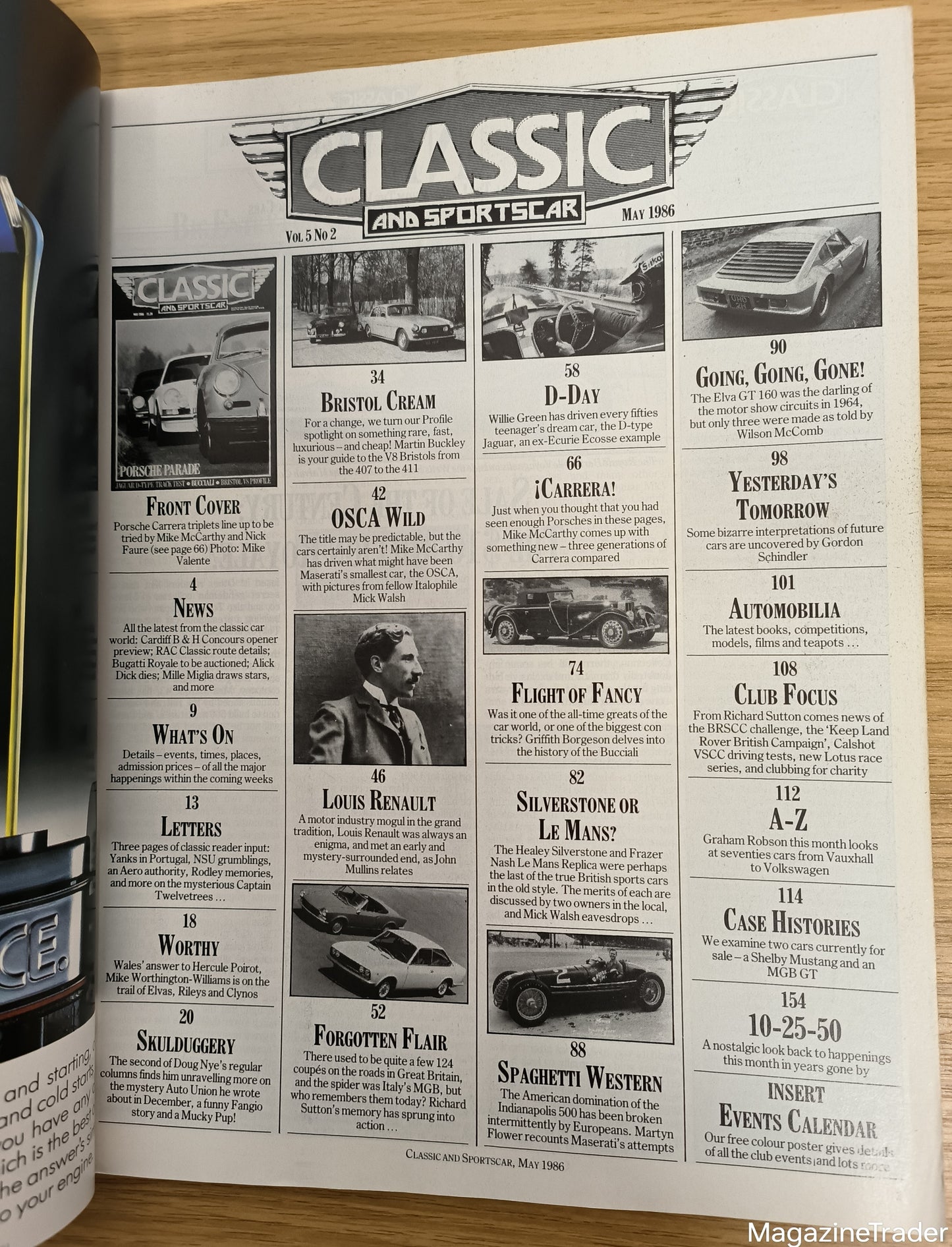 Classic and Sportscar Magazine May 1986 (1155) Porsche Parade Jaguar D-Type Bucciali Bristol V8