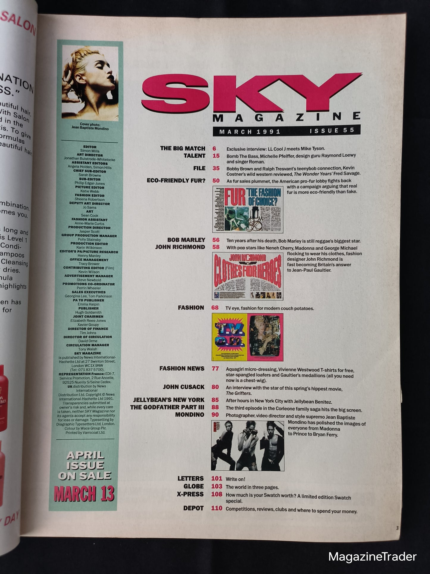 Sky Magazine March 1991 (1164) Madonna Cover Mondino LL Cool J Mike Tyson Cusack