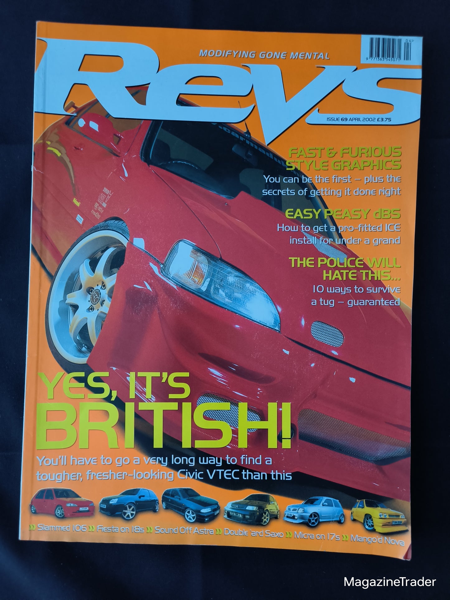 Revs Magazine April 2002 (1166) Honda Civic VTEC Nissan Micra 17s Nova SR Saxo