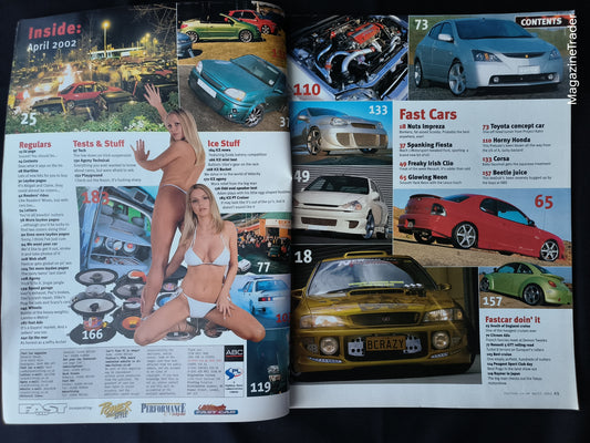 Fast Car Magazine April 2002 (1168) Wide WRX Impreza Renault 5 Turbo Clio