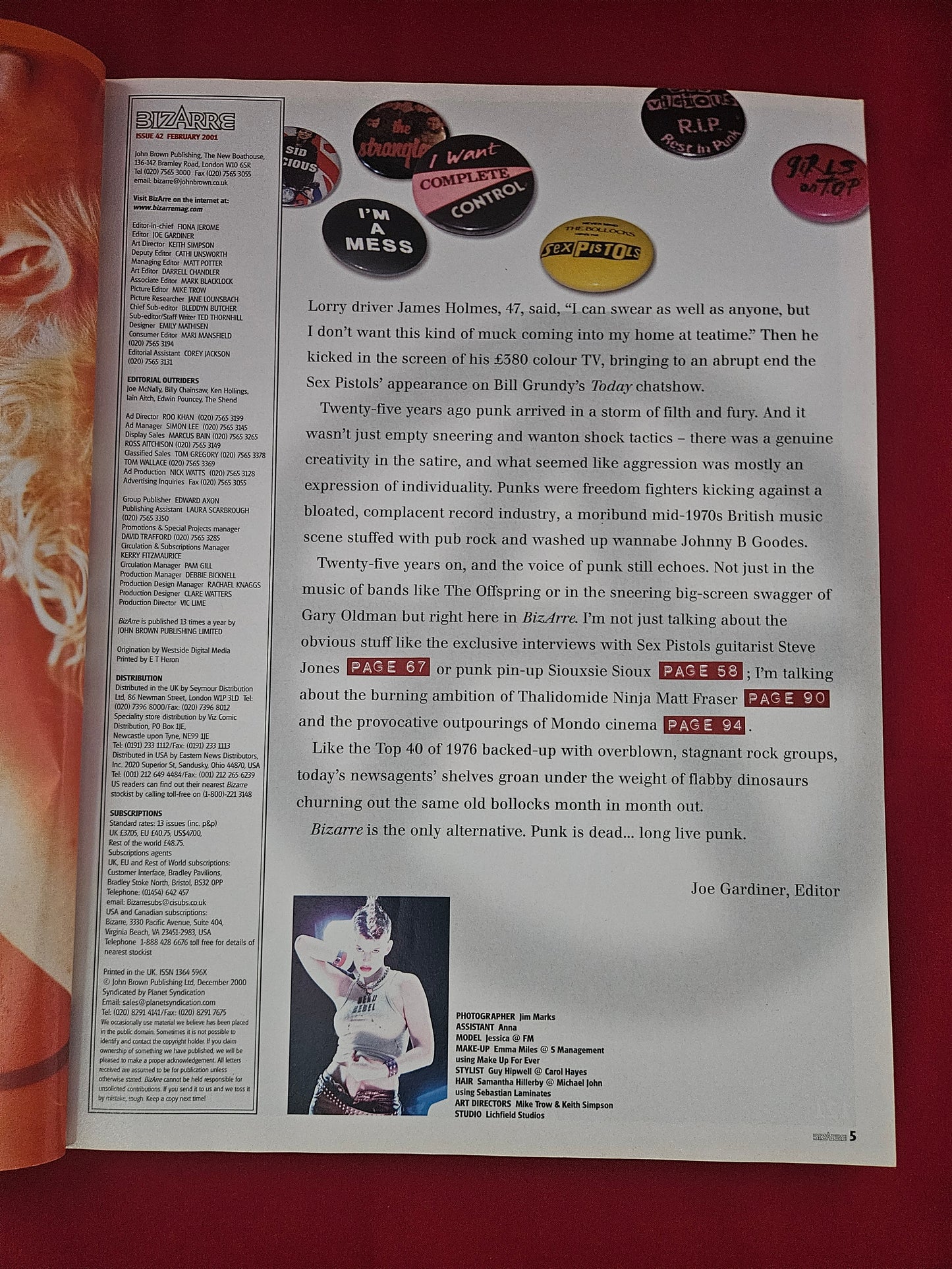 Bizarre Magazine February 2001 (1186) Issue 42 Punk Special Sex Pistols Siouxsie Sioux