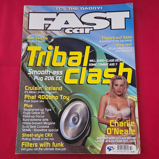 Fast Car Magazine February 2002 (1192) Peugeot 206 CC Supra 400bhp Charlie O'Neale