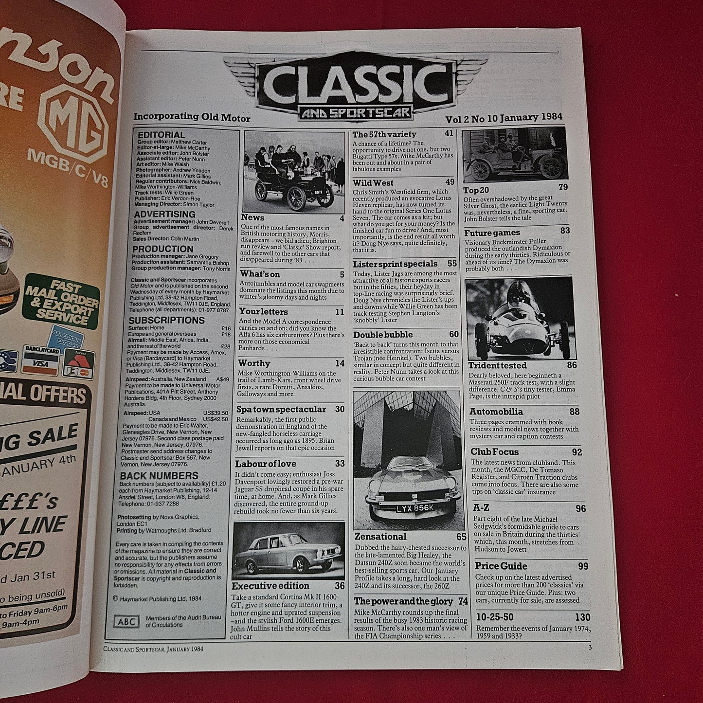 Classic and Sportscar Magazine January 1984 (1197) Datsun 240Z Bugatti Type 57s