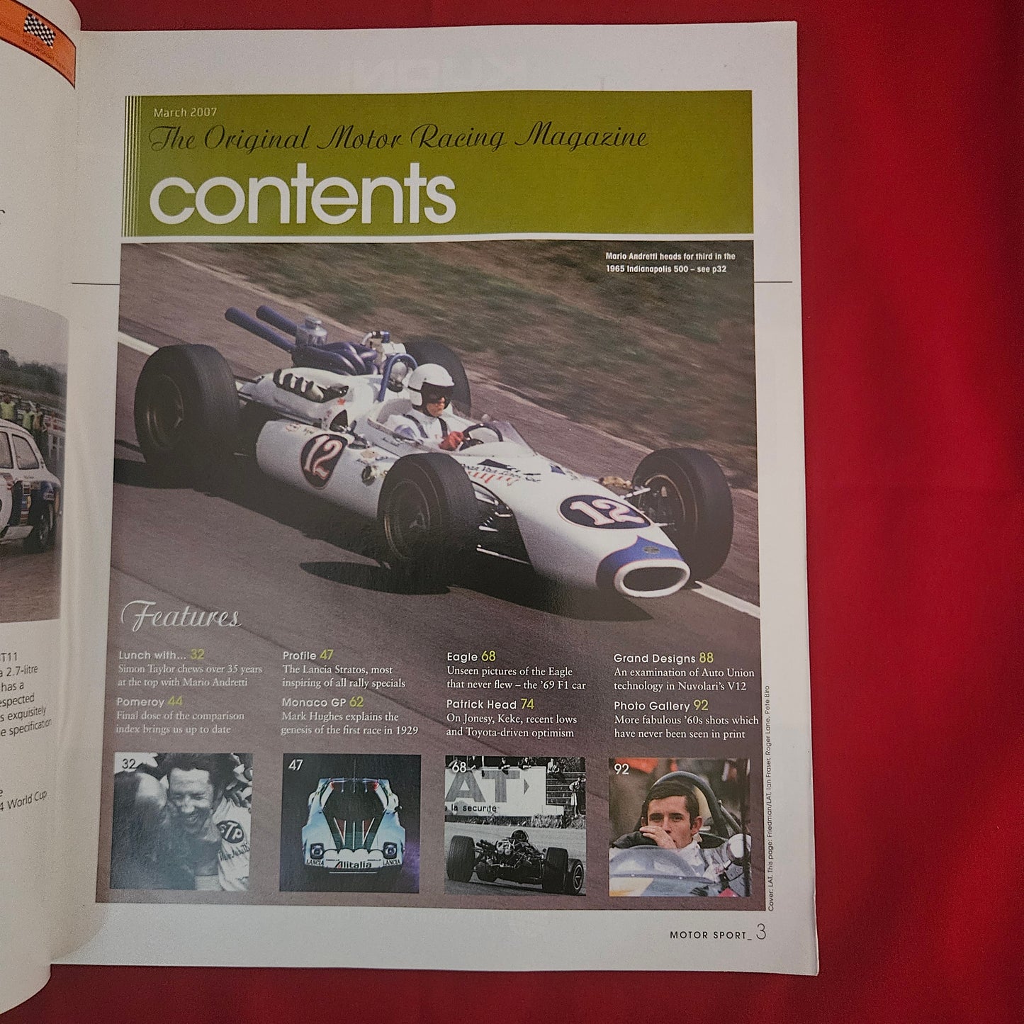 Motor Sport Magazine March 2007 (1201) Mario Andretti Lancia Stratos Patrick Head Monaco GP Auto Union Eagle F1