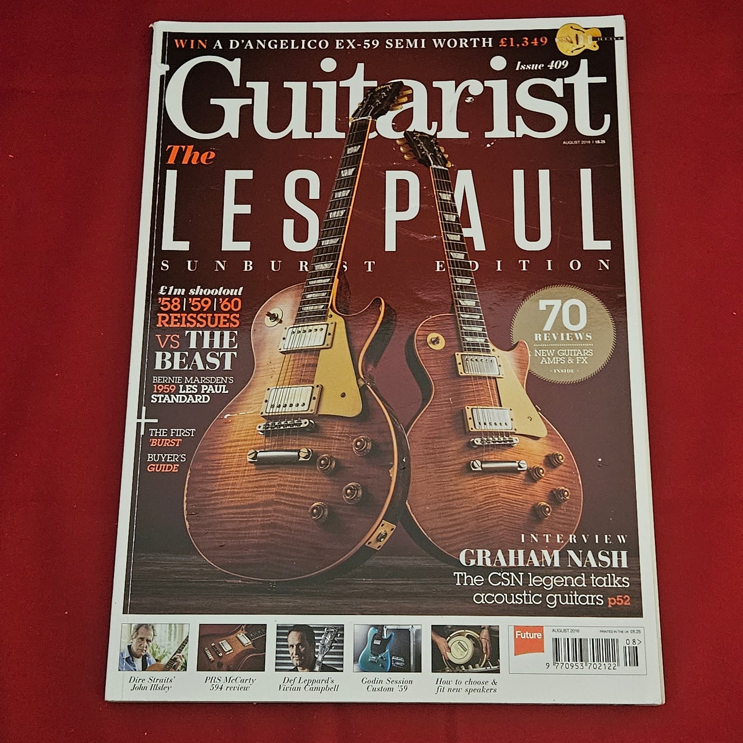 Guitarist Magazine August 2016 (1202) Issue 409 Les Paul Sunburst The Beast VGC