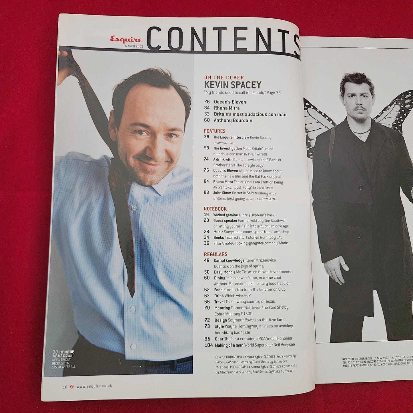 Esquire Magazine March 2002 (1224) Kevin Spacey Rhona Mitra Ocean's 11 Bourdain