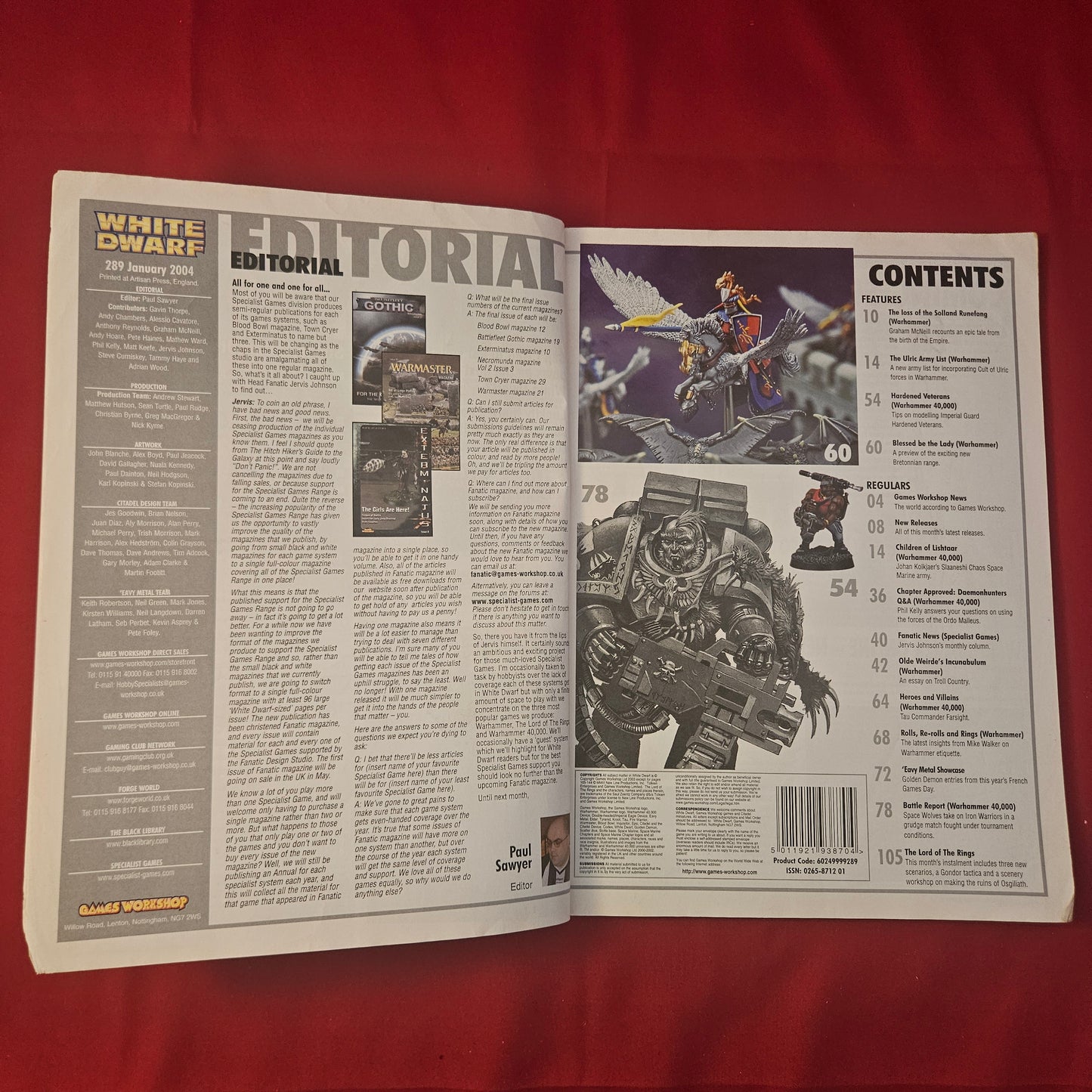 White Dwarf Magazine January 2004 (289) Cult of Ulric Army List LOTR Return King