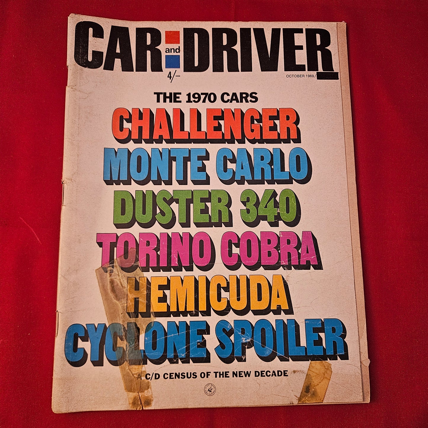 Car and Driver Magazine October 1969 (1244) 1970 Cars Challenger Monte Carlo Hemicuda
