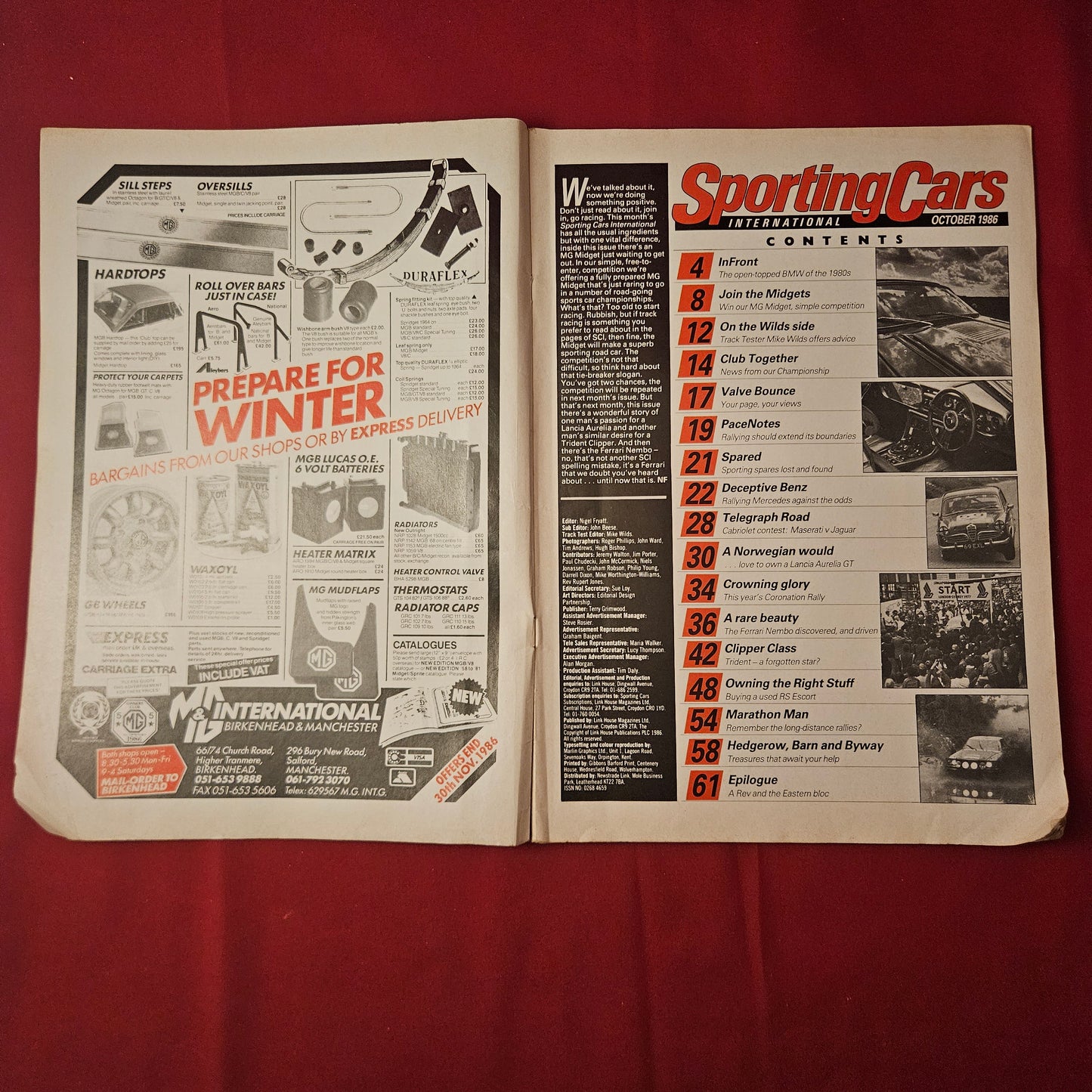Sporting Cars International Magazine October 1986 (1257) MG Midget Trident Jaguar