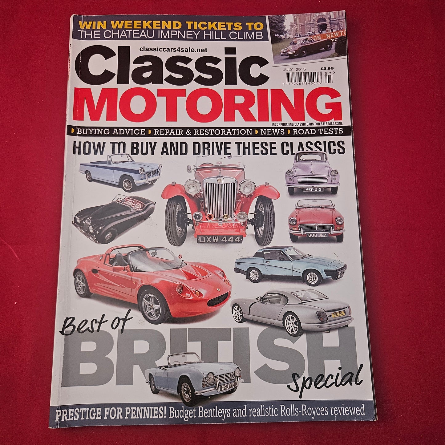 Classic Motoring Magazine July 2015 (1264) Best of British MG Lotus Elise Bentley