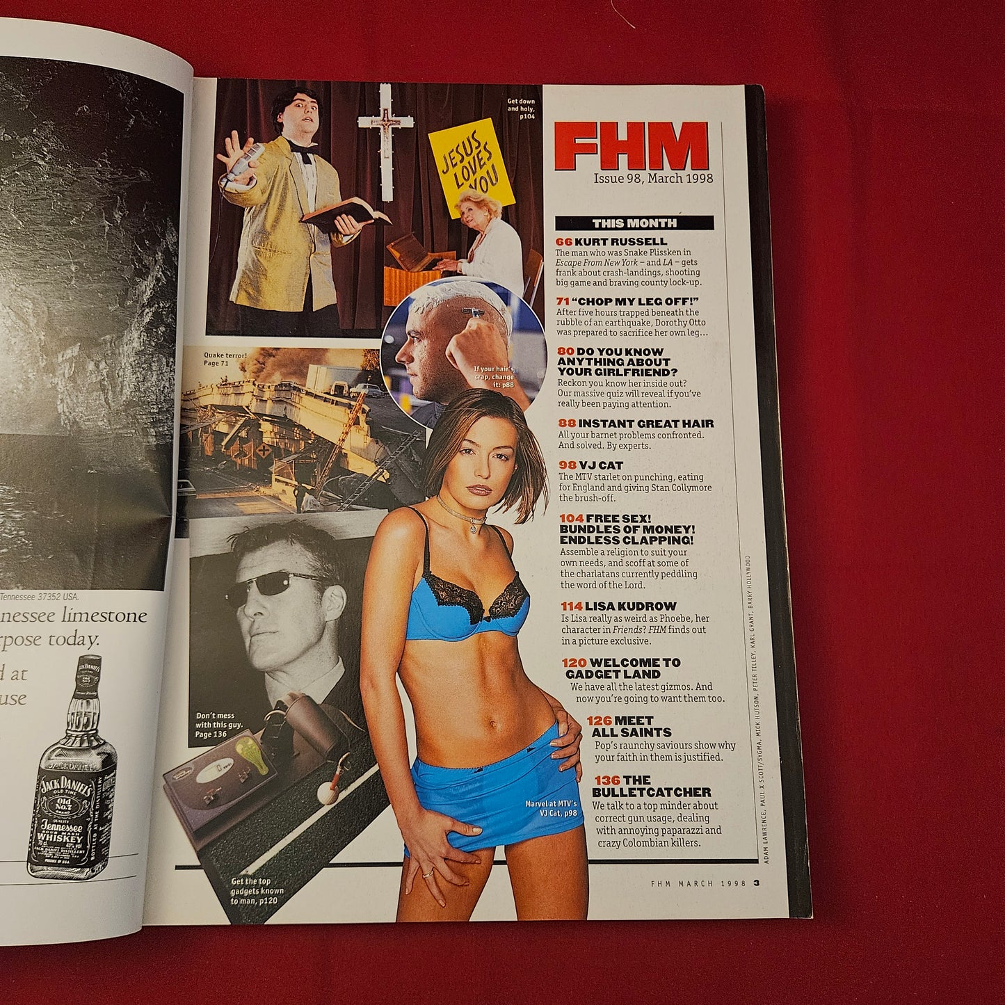 FHM Magazine March 1998 (1271) All Saints Fold-Out Cover Kurt Russell Lisa Kudrow