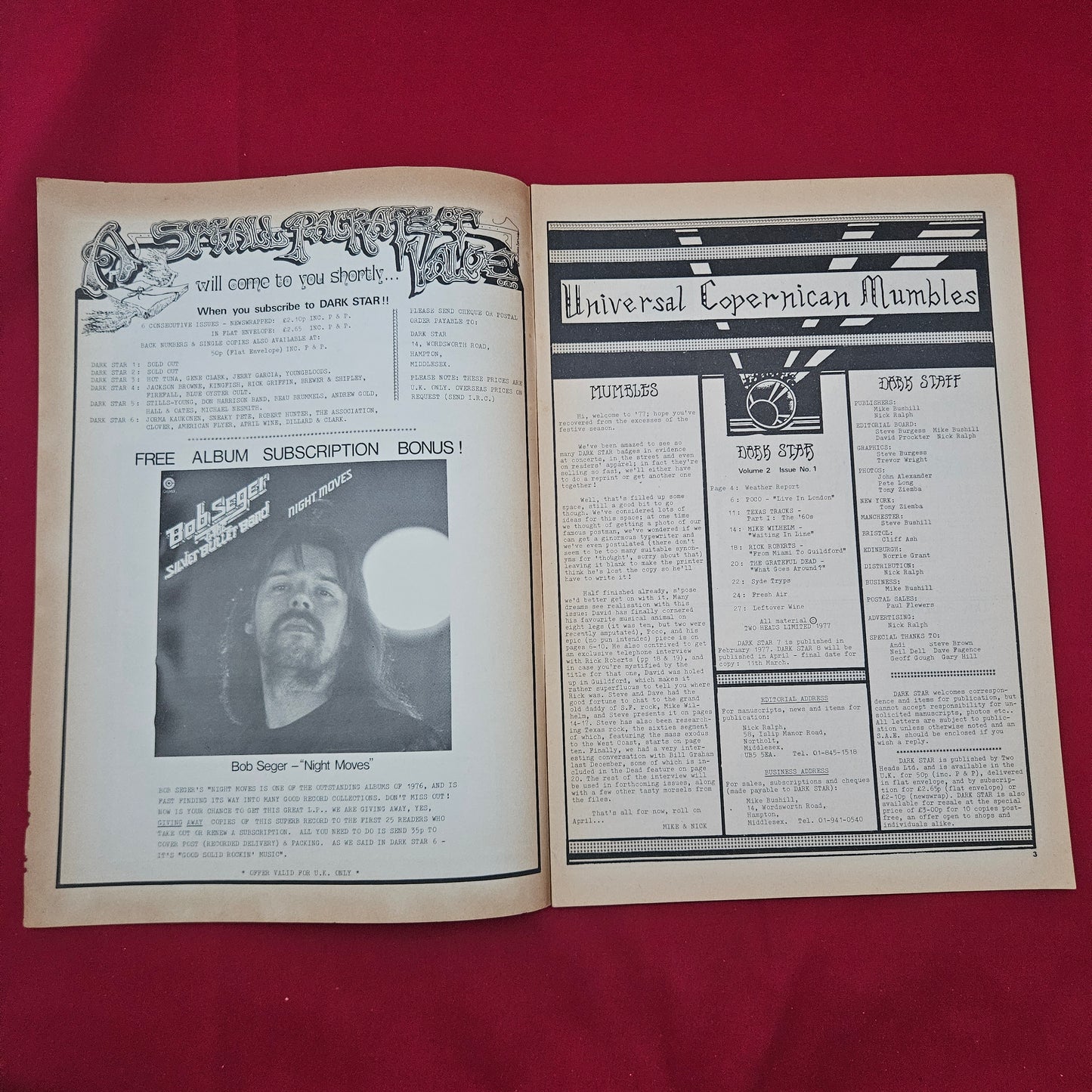 Dark Star Magazine February 1977 (1277) Vol 2 No 1 Poco Texas Rock Grateful Dead