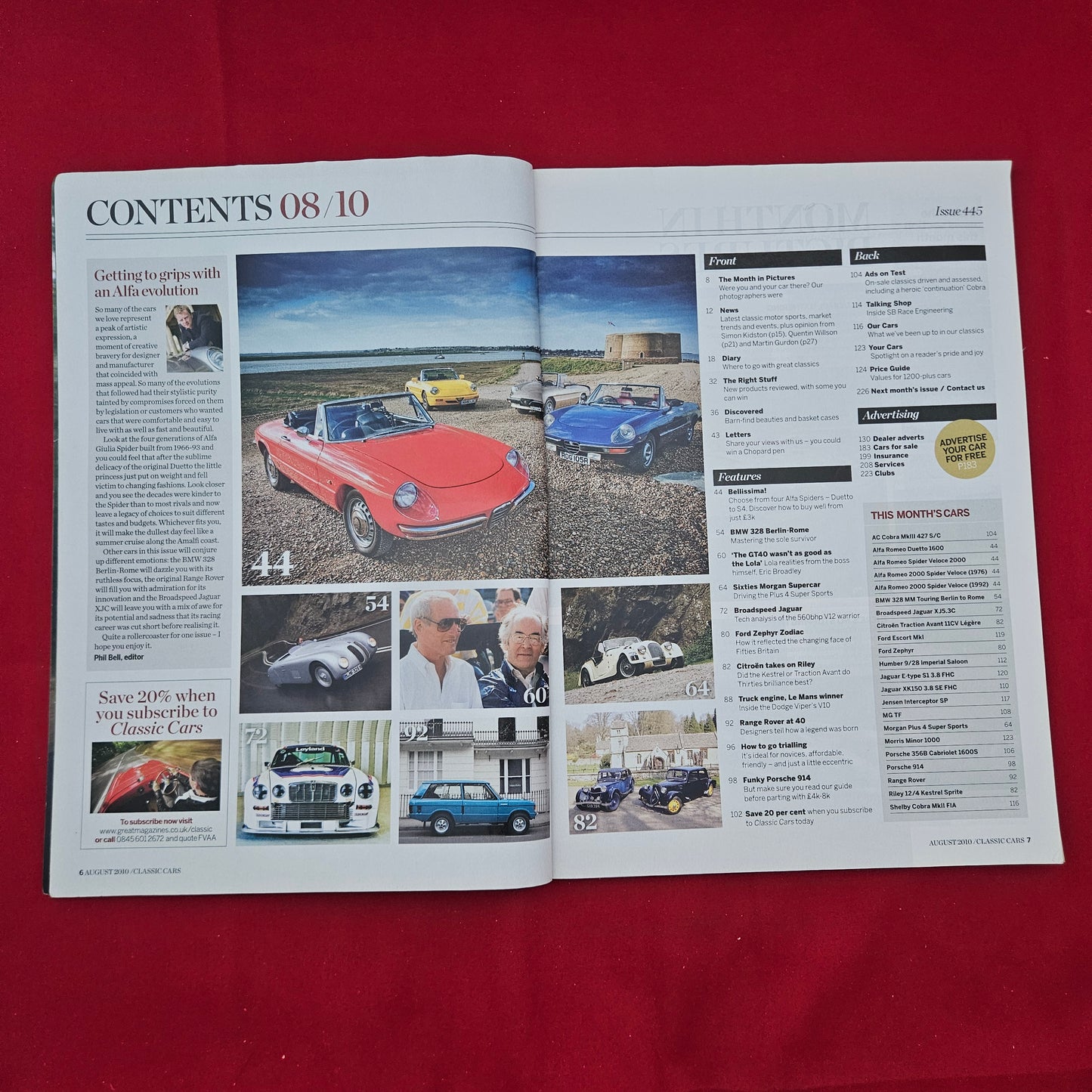 Classic Cars Magazine August 2010 (1285) Alfa Spider Broadspeed Jaguar Lola GT40