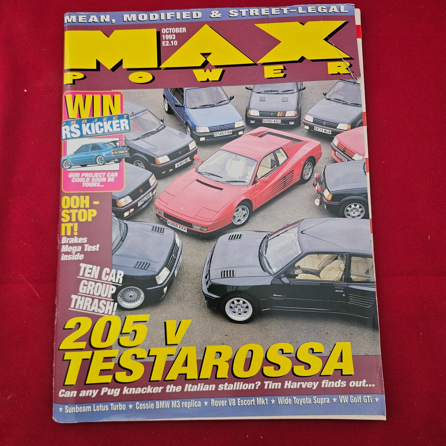 Max Power Magazine October 1993 (1293) 205 v Testarossa Cosworth M3 V8 Escort