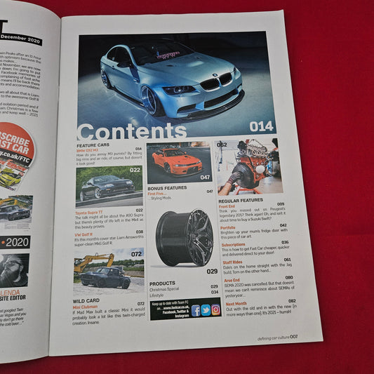 Fast Car Magazine December 2020 #427 (1294) VW Mk6 Golf R BMW E92 M3 Supra TT