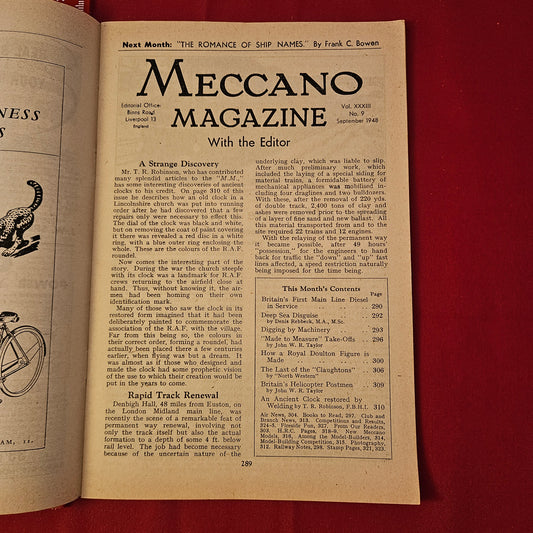 Vintage MECCANO Magazine September 1948 (004) Vol 33 No 9 Hornby Dublo LNER Steam