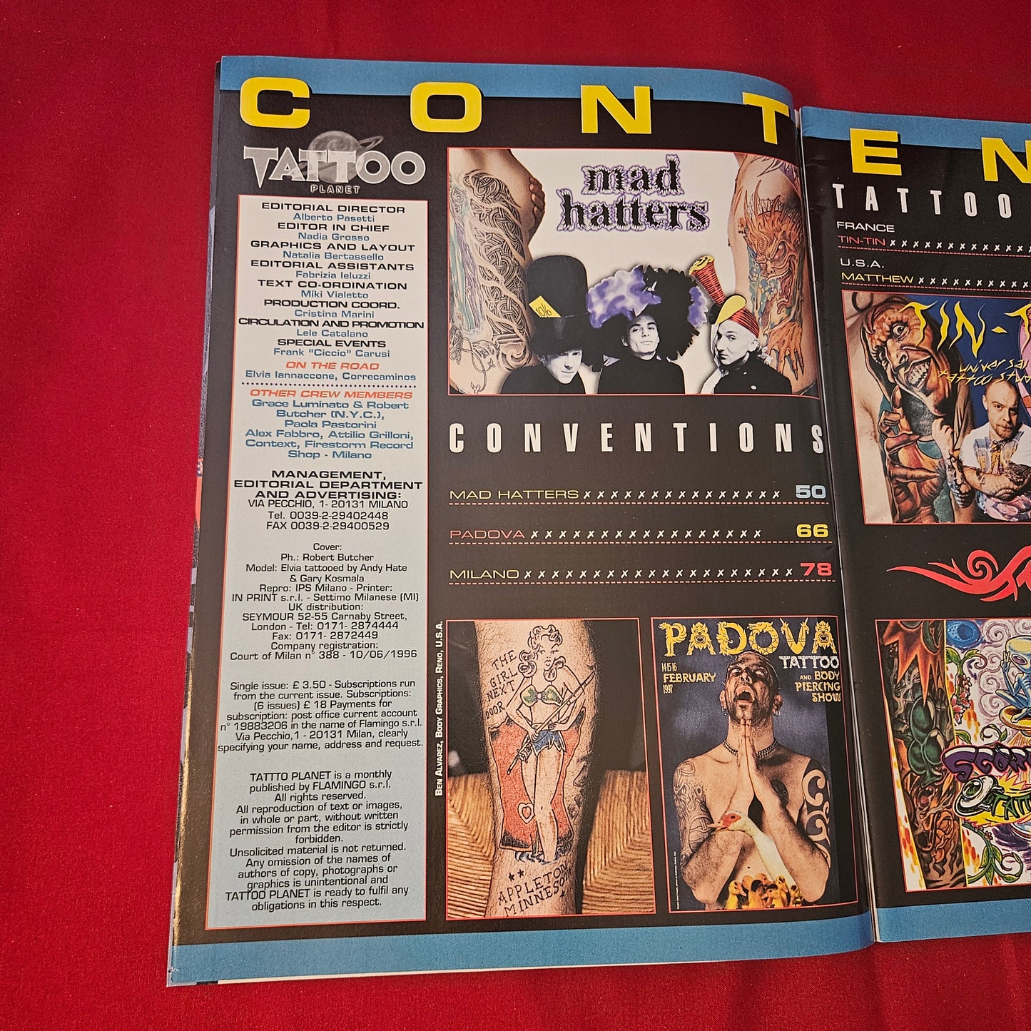 Planet Tattoo Magazine May 1997 Issue 10 (1317) Tin-Tin Milan Padua Mad Hatters