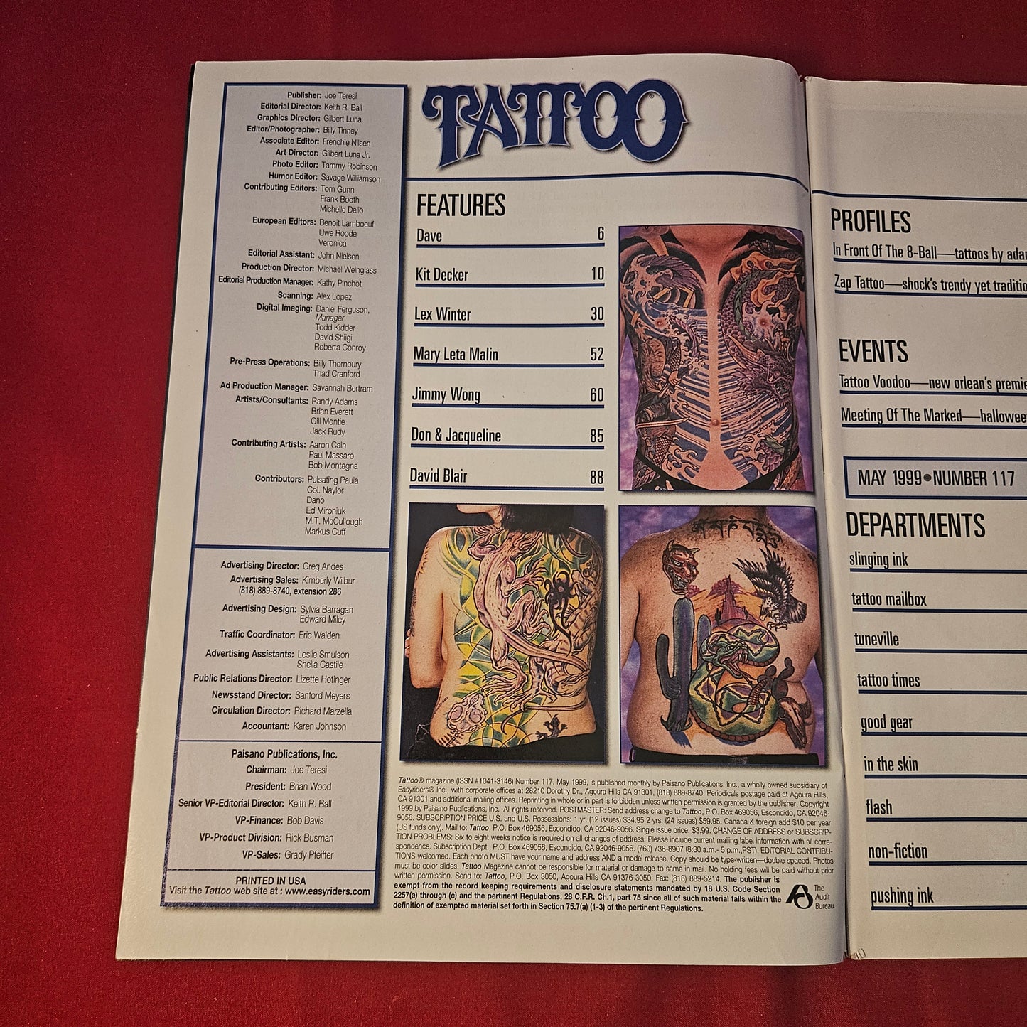 Tattoo Magazine May 1999 Issue 117 (1317) Zap Tattoo Adam Gray Voodoo Expo
