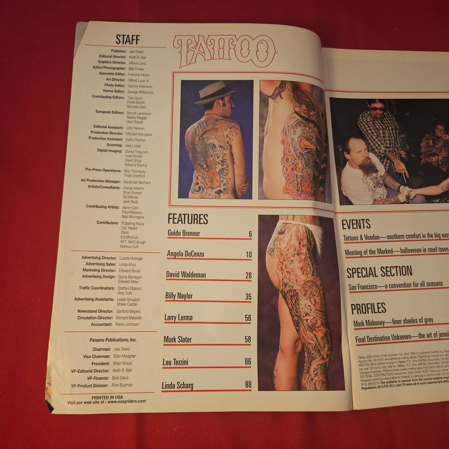 Tattoo Magazine April 1998 Issue 104 (1317) Mark Mahoney Jennifer Billig Voodoo