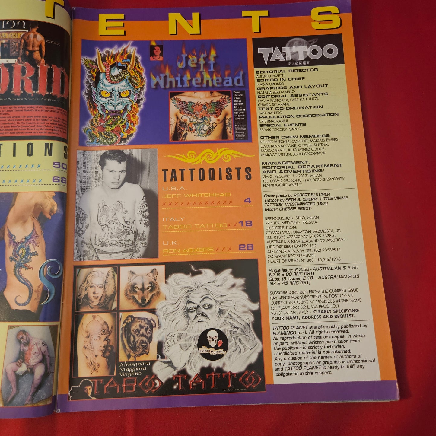 Planet Tattoo Magazine January/February 1999 Issue 22 (1317) Ron Ackers Jeff Whitehead Madrid
