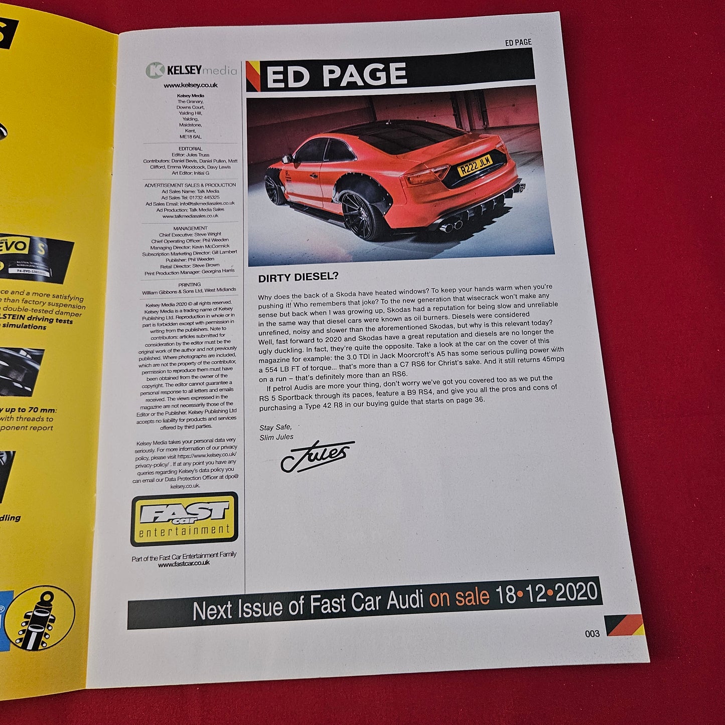 Fast Car Magazine Audi Issue 2 2020 (1323) Wide-Arch A5 TDI Bagged RS4 Avant