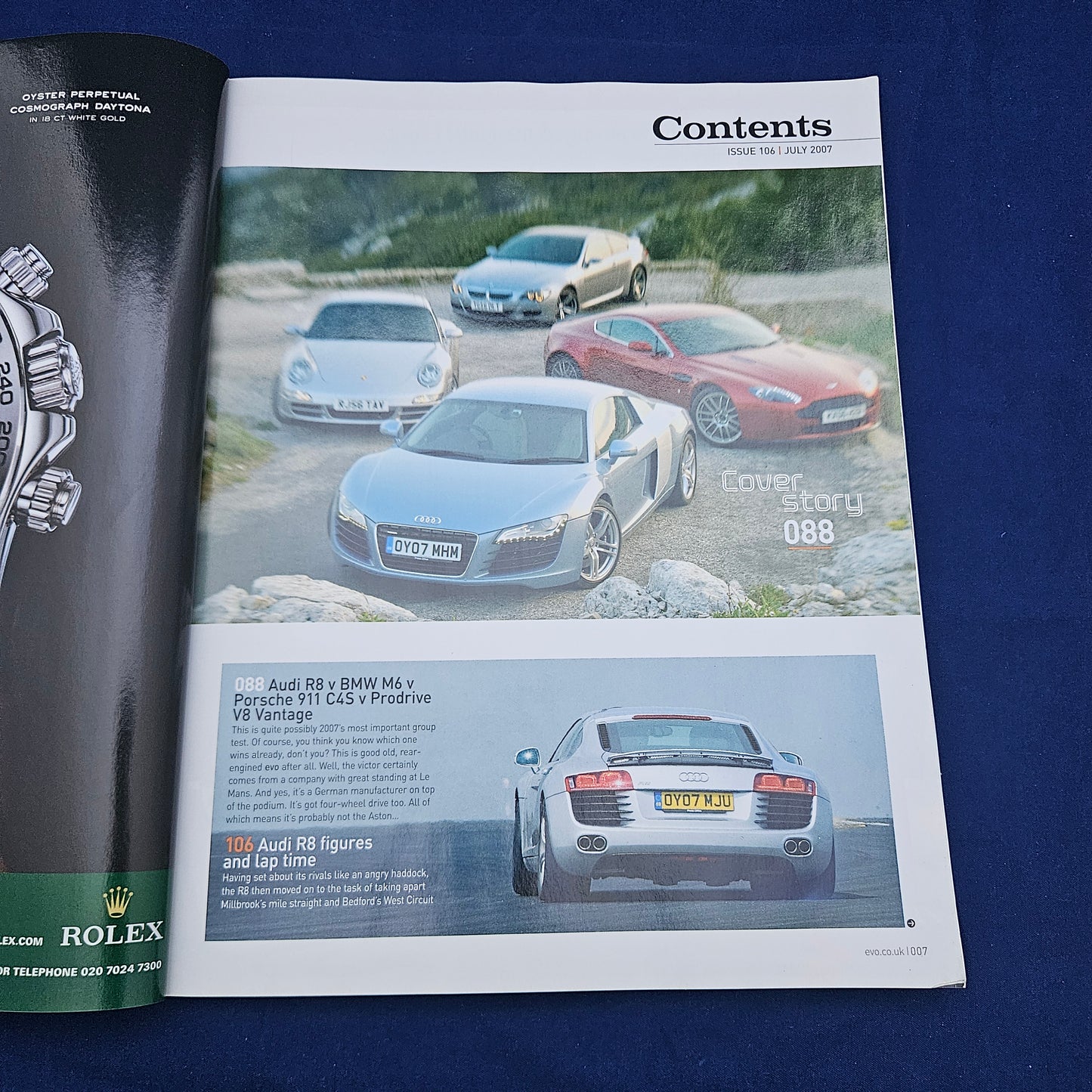 evo Magazine Issue 106 July 2007 (1332) Audi R8 Porsche 911 Aston Martin V8