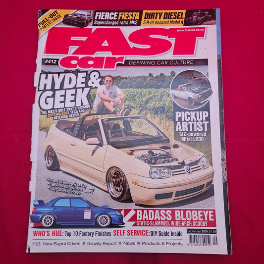 Fast Car Magazine September 2019 (1337) VW Golf Mk3.5 Cab Subaru Impreza Supra