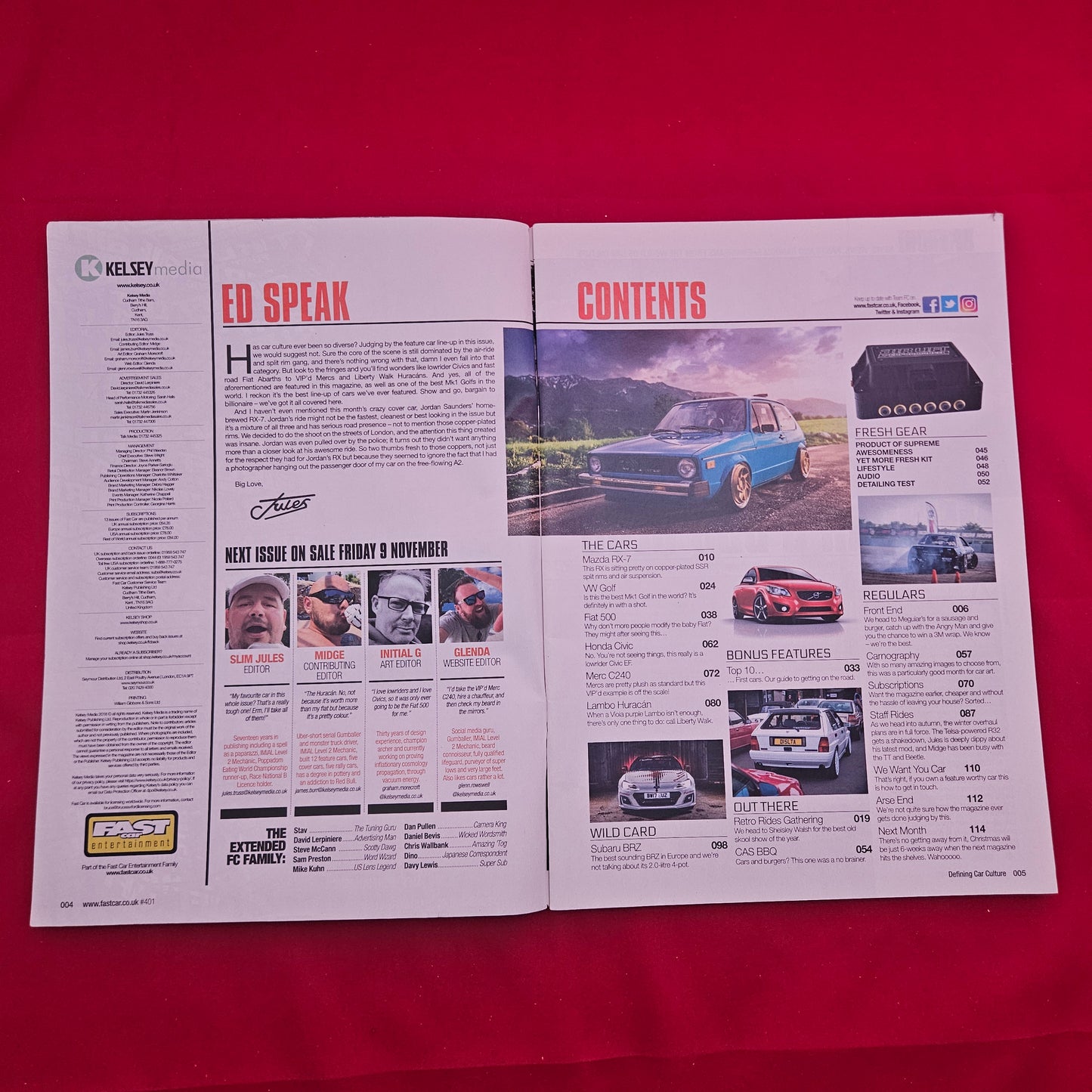 Fast Car Magazine November 2018 (1337) Mazda RX-7 VW Golf Mk1 Liberty Walk Huracan