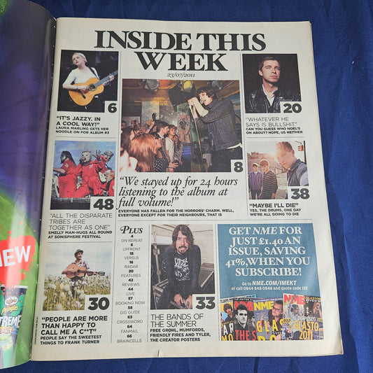NME Magazine 23 July 2011 (1339) Noel Gallagher Oasis The Horrors Laura Marling