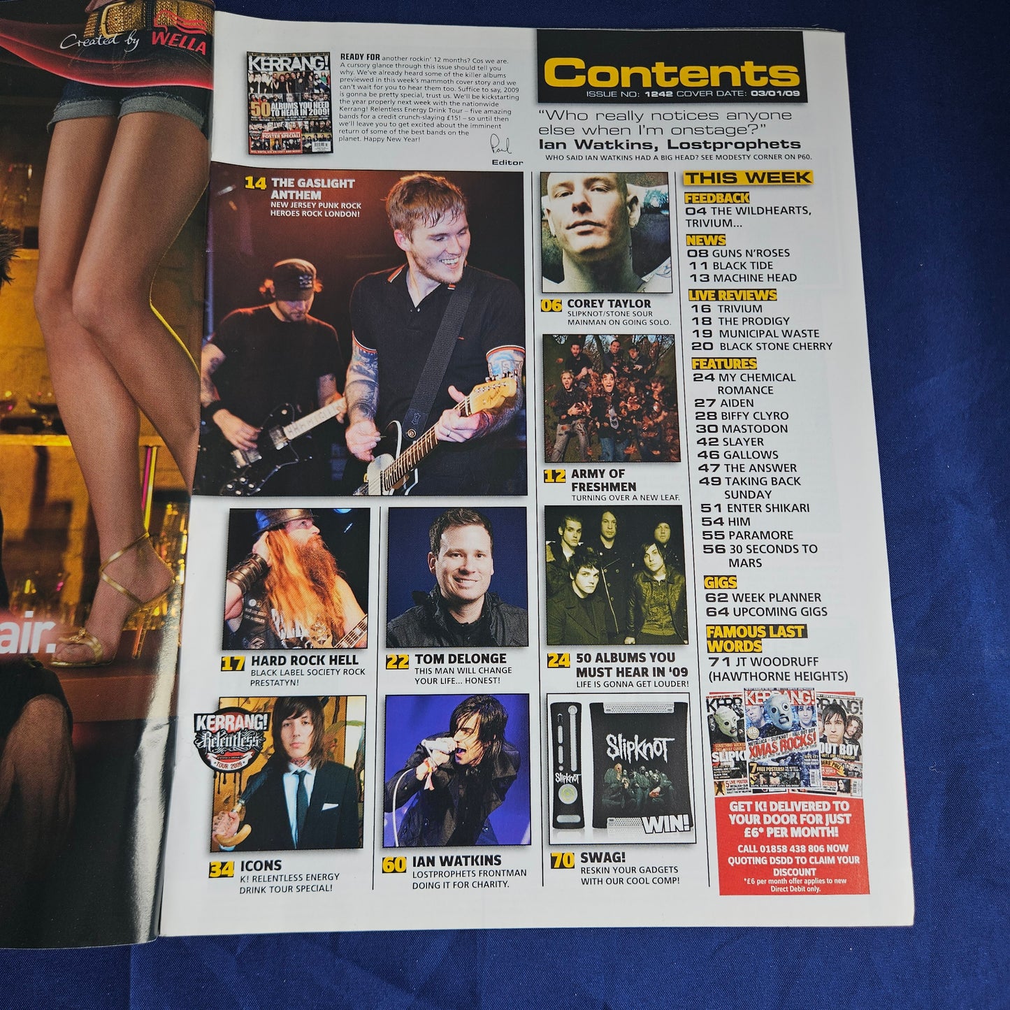 Kerrang Magazine January 3 2009 #1242 (1341) Green Day MCR Paramore Corey Taylor