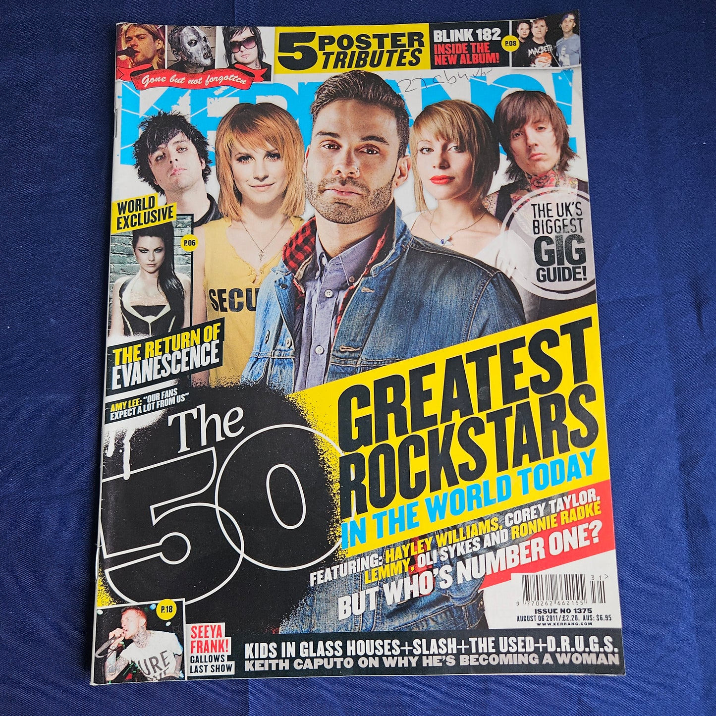 Kerrang Magazine August 6 2011 #1375 (1341) Paramore The Rev Slipknot Amy Lee