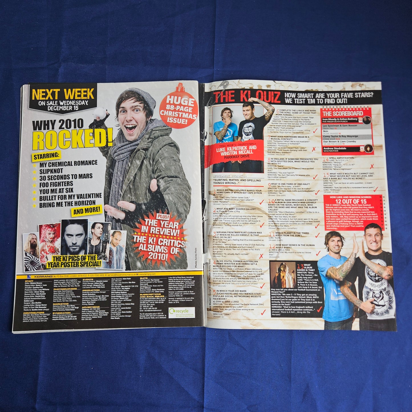 Kerrang Magazine December 11 2010 #1342 (1341) Biffy Clyro Slipknot 30 Seconds