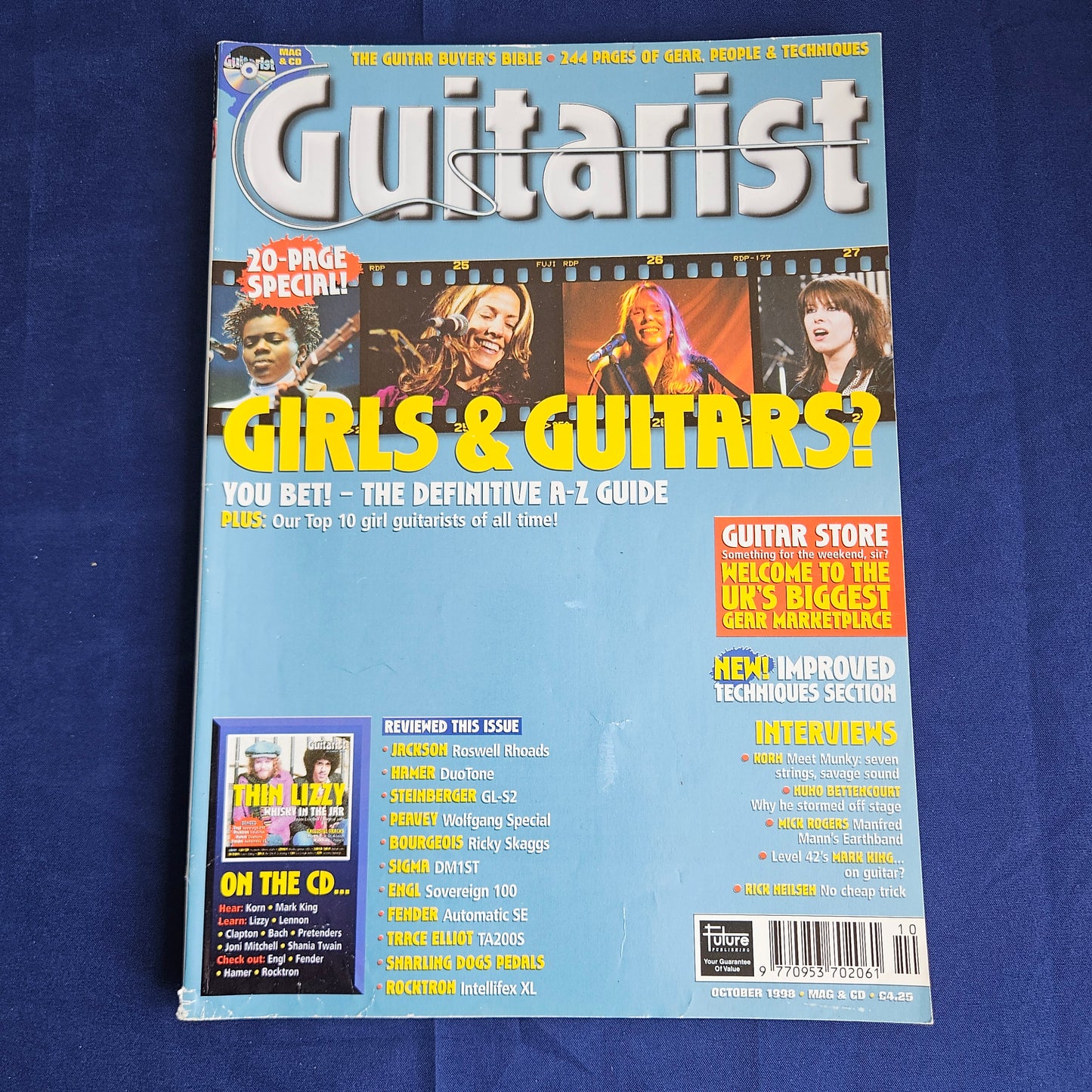 Guitarist Magazine October 1998 #173 (1347) Girls & Guitars Korn Nuno Bettencourt