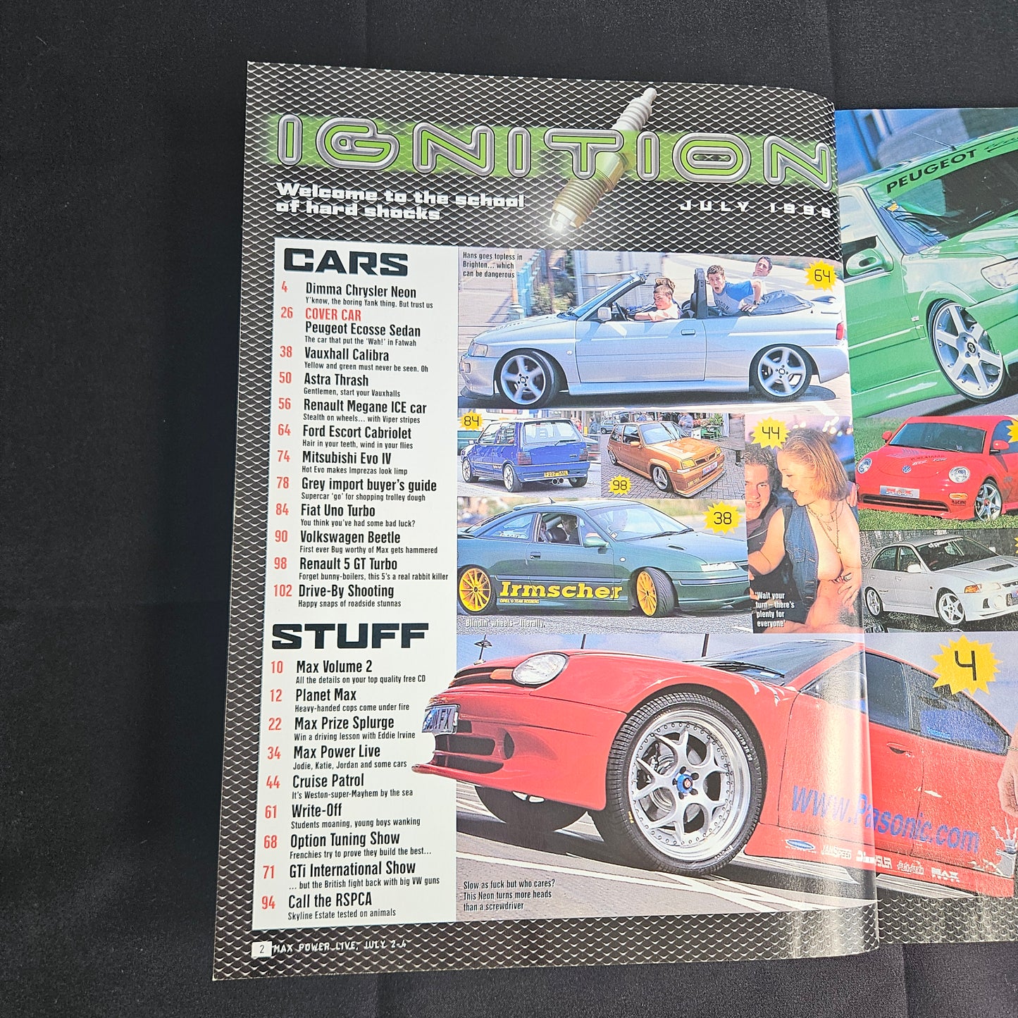 Max Power Magazine July 1999 (1356) Katie Jordan Peugeot Ecosse Sedan Evo IV 90s