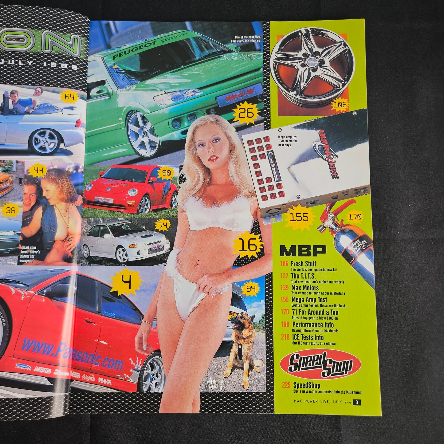 Max Power Magazine July 1999 (1356) Katie Jordan Peugeot Ecosse Sedan Evo IV 90s