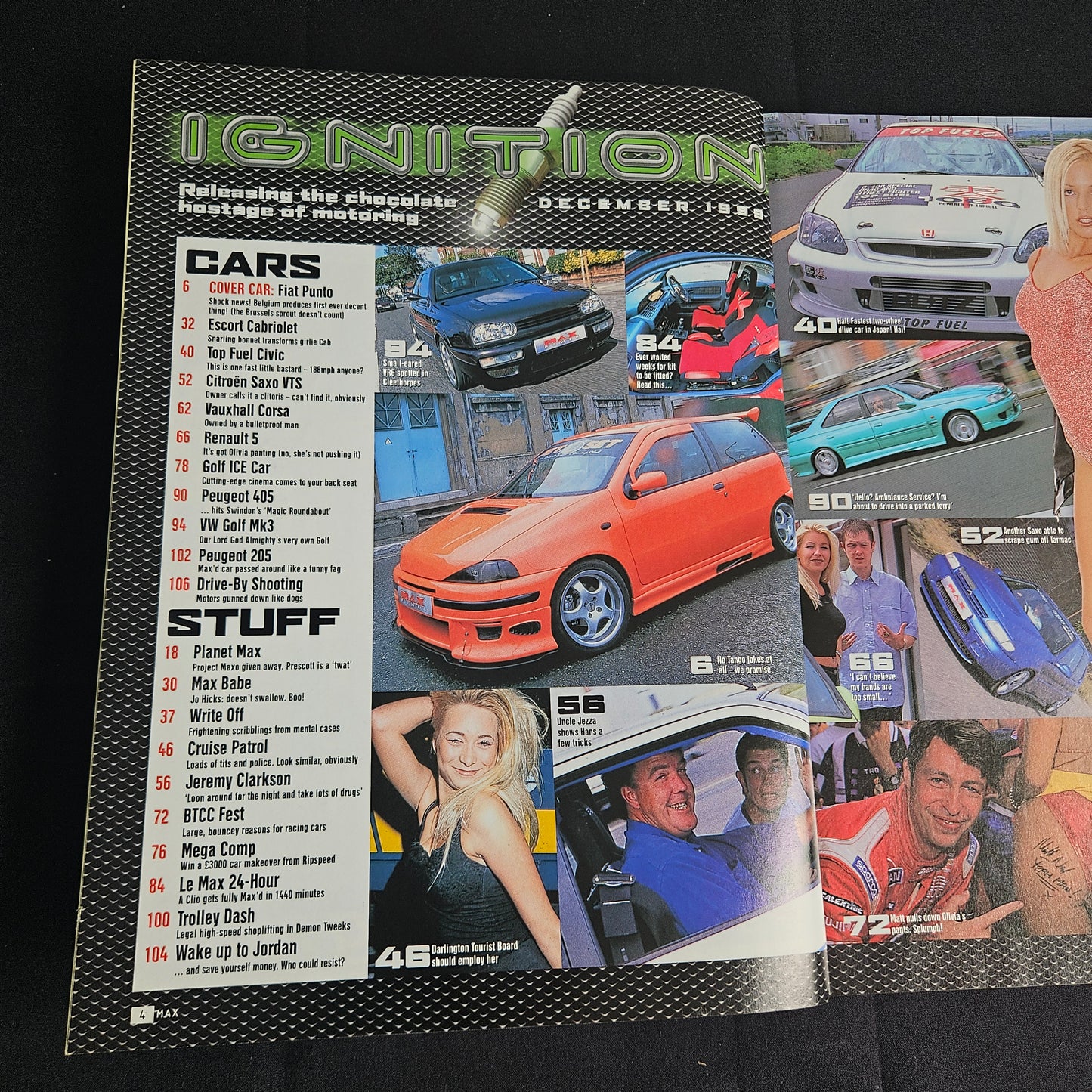 Max Power Magazine December 1999 (1356) Jo Hicks Top Fuel Civic Fiat Punto JDM