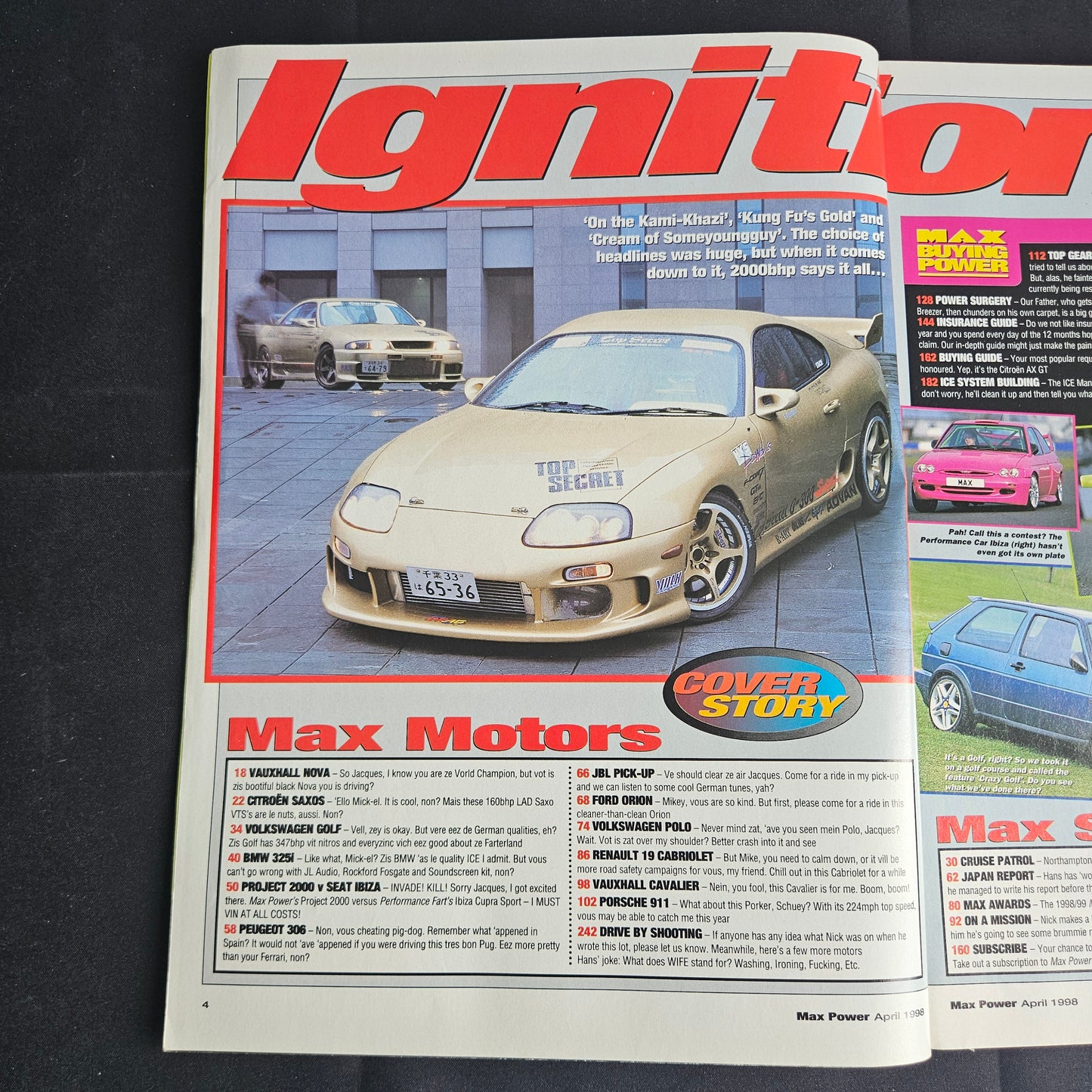 Max Power Magazine April 1998 (1357) Top Secret Supra Skyline R33 JDM