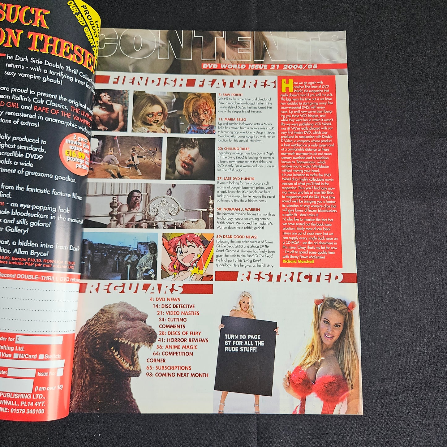 DVD World Magazine Issue 21 (2004) Jodie Marsh Alana Evans Tom Savini Saw Movie