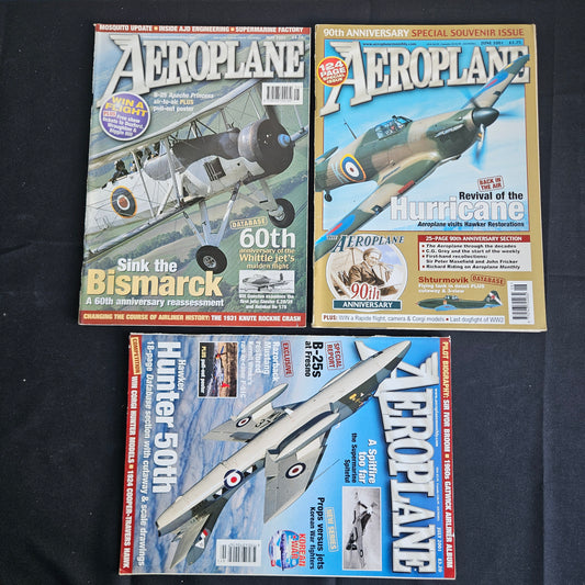 BUNDLE JOBLOT 3x AEROPLANE Monthly Magazines 2001 Hawker Hunter (BJL0142)