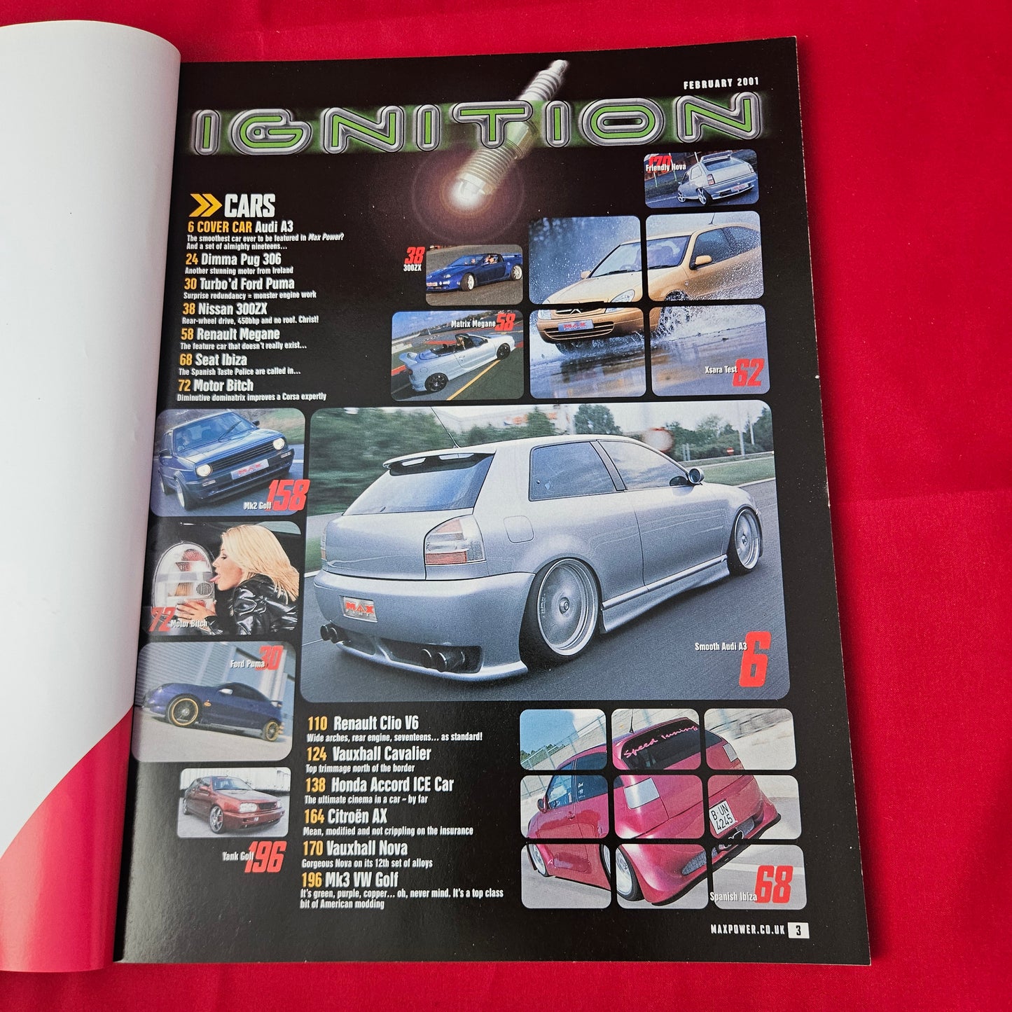 Max Power Magazine February 2001 (1361) Audi A3 Jordan Katie Price Dimma Pug 306 Y2K