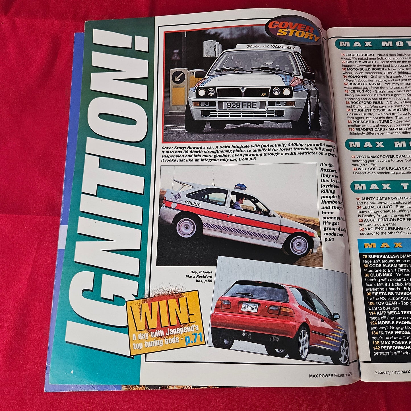 Max Power Magazine February 1995 (1362) Lancia Integrale Escort Cosworth Porsche 911