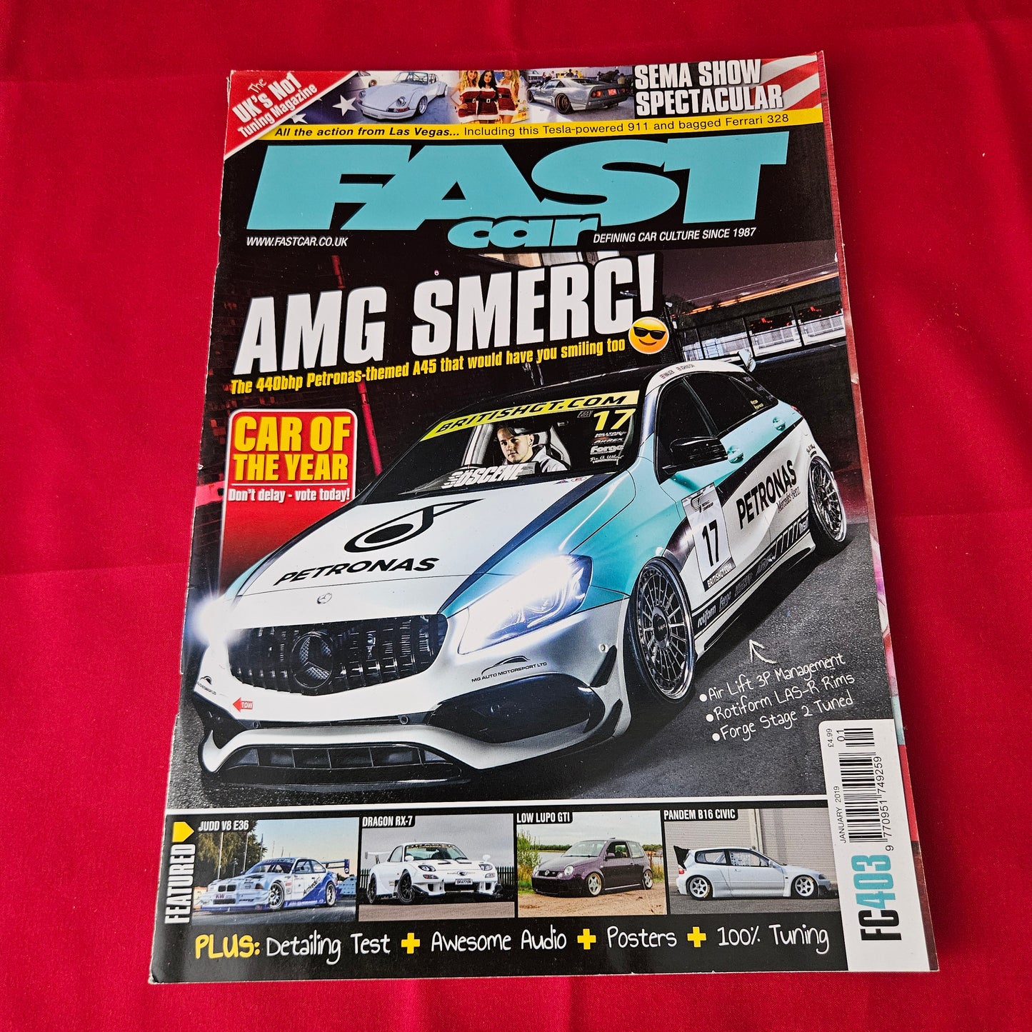 Fast Car Magazine January 2019 #403 (1367) Mercedes A45 AMG Mazda RX-7 SEMA BMW E36
