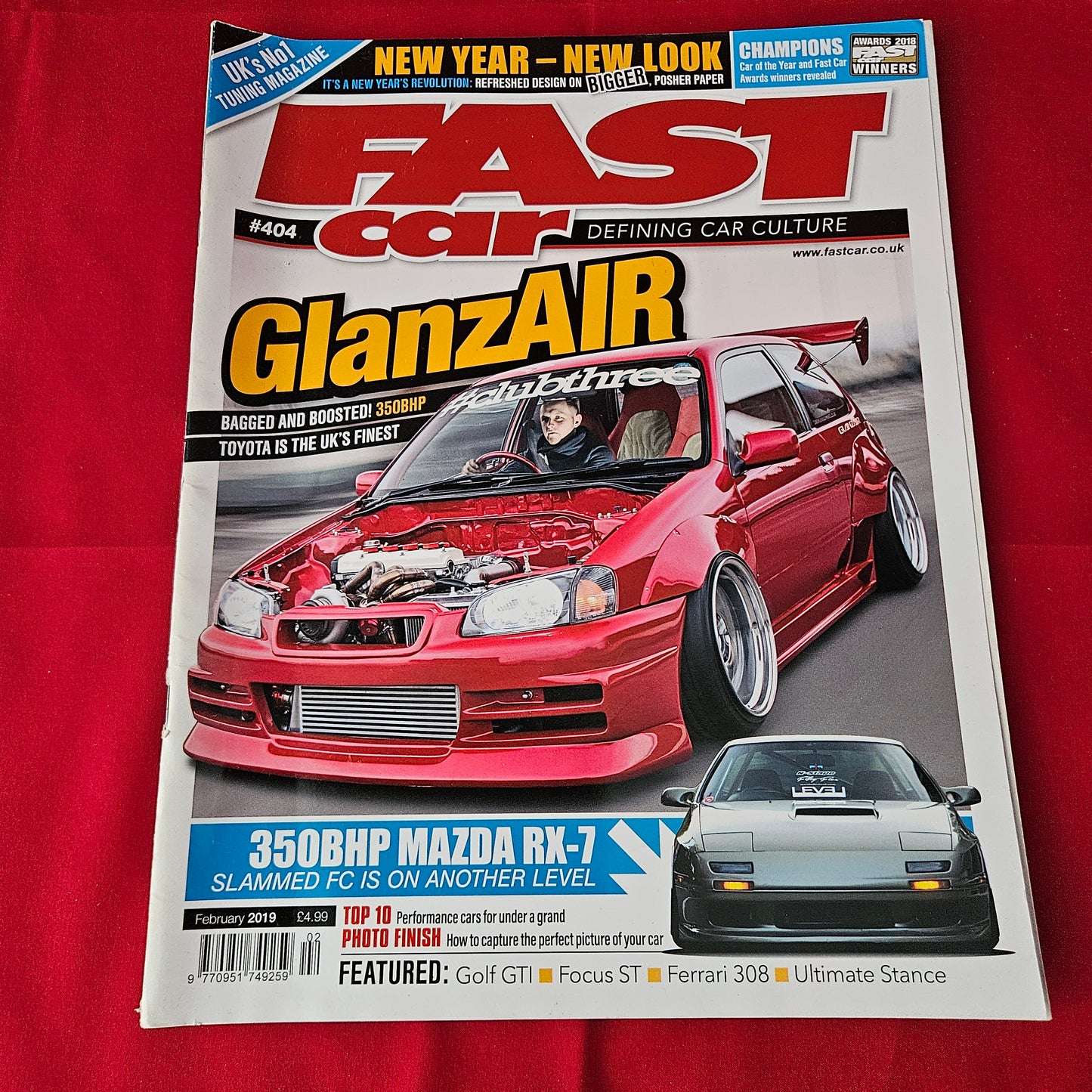 Fast Car Magazine February 2019 #404 (1367) Toyota Glanza Mazda RX-7 Ferrari 308 GTB
