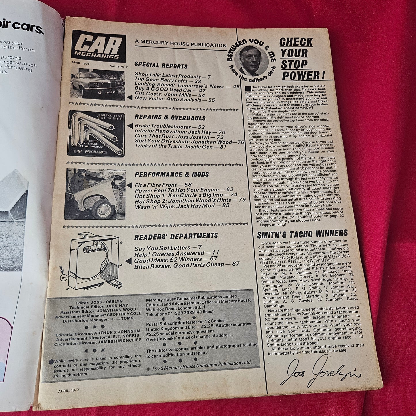 Car Mechanics Magazine April 1972 (1371) Vintage DIY Brake Troubleshooter Victor