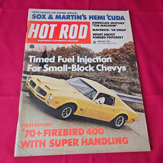 Hot Rod Magazine February 1970 (1371) Pontiac Firebird 400 Sox & Martin Hemi Cuda