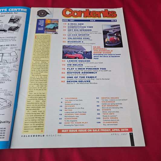 VolksWorld Magazine April 1997 (1372) Custom VW Beetle Bugbear 2 Dragster Split Bus