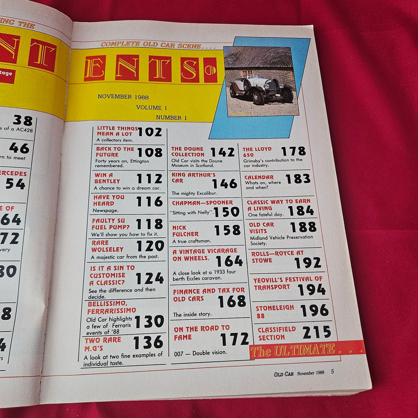 Old Car Magazine November 1988 (1372) Premier Issue Vol 1 No 1 Mercedes 300SL Bentley