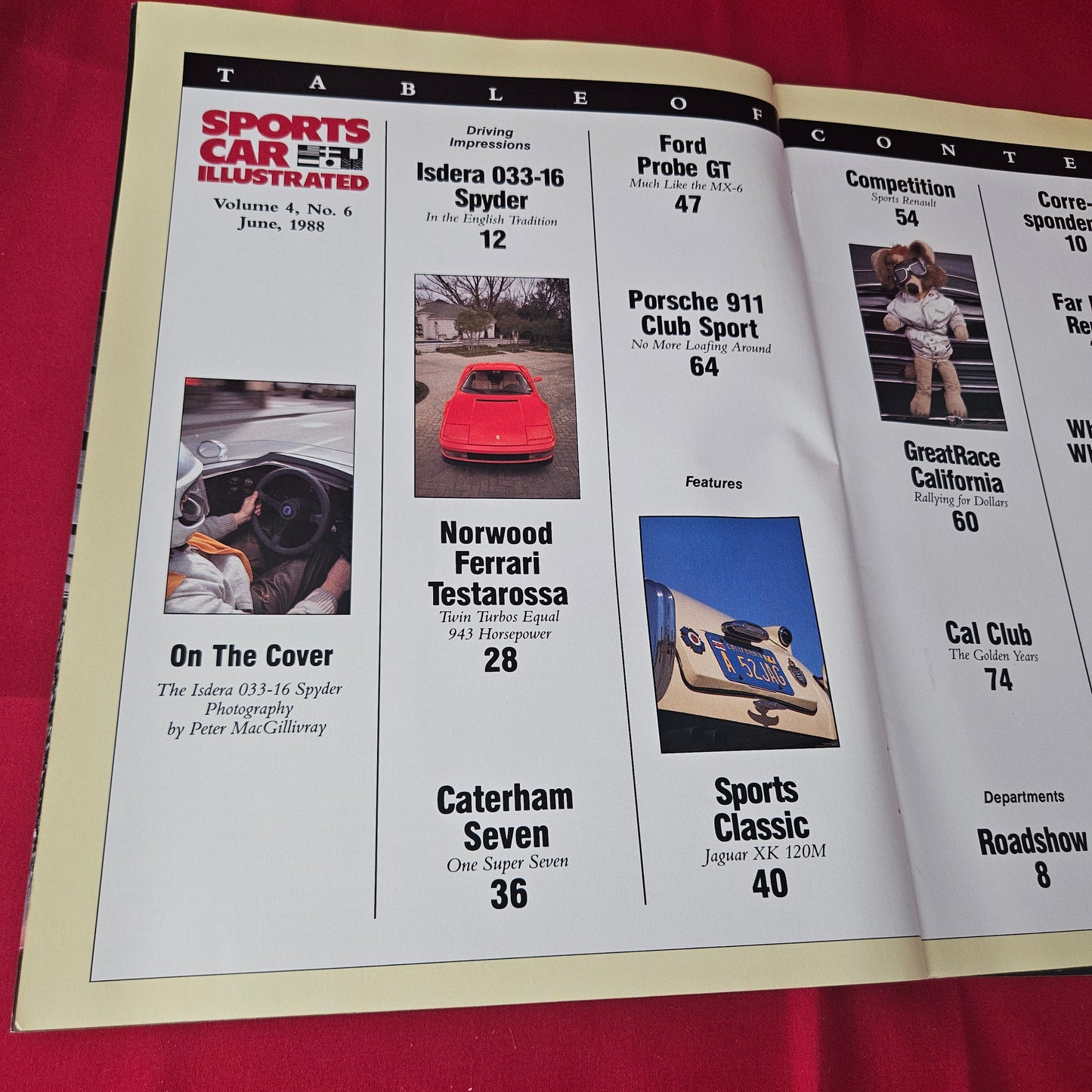 Sports Car Illustrated Magazine June 1988 (1372) Isdera Spyder Norwood Testarossa 911