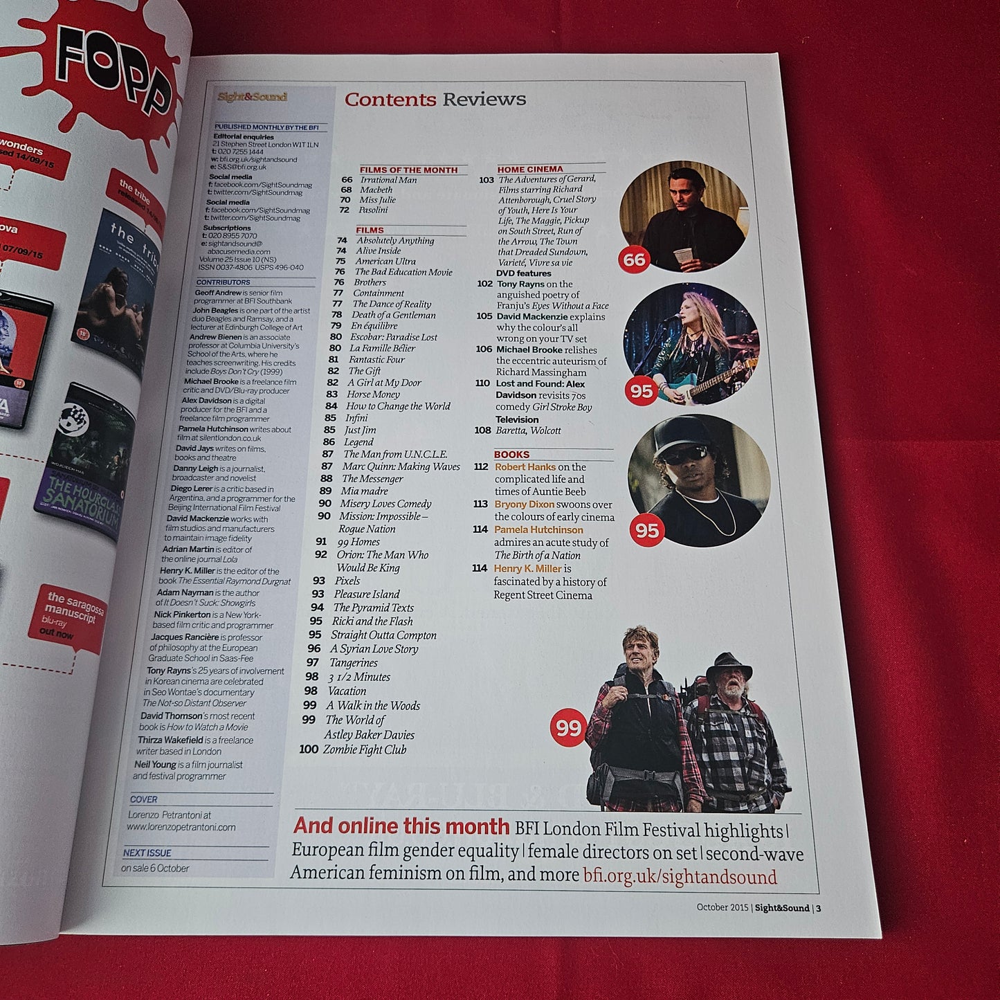Sight & Sound Magazine October 2015 (1392) Female Gaze Tom Hardy Legend
