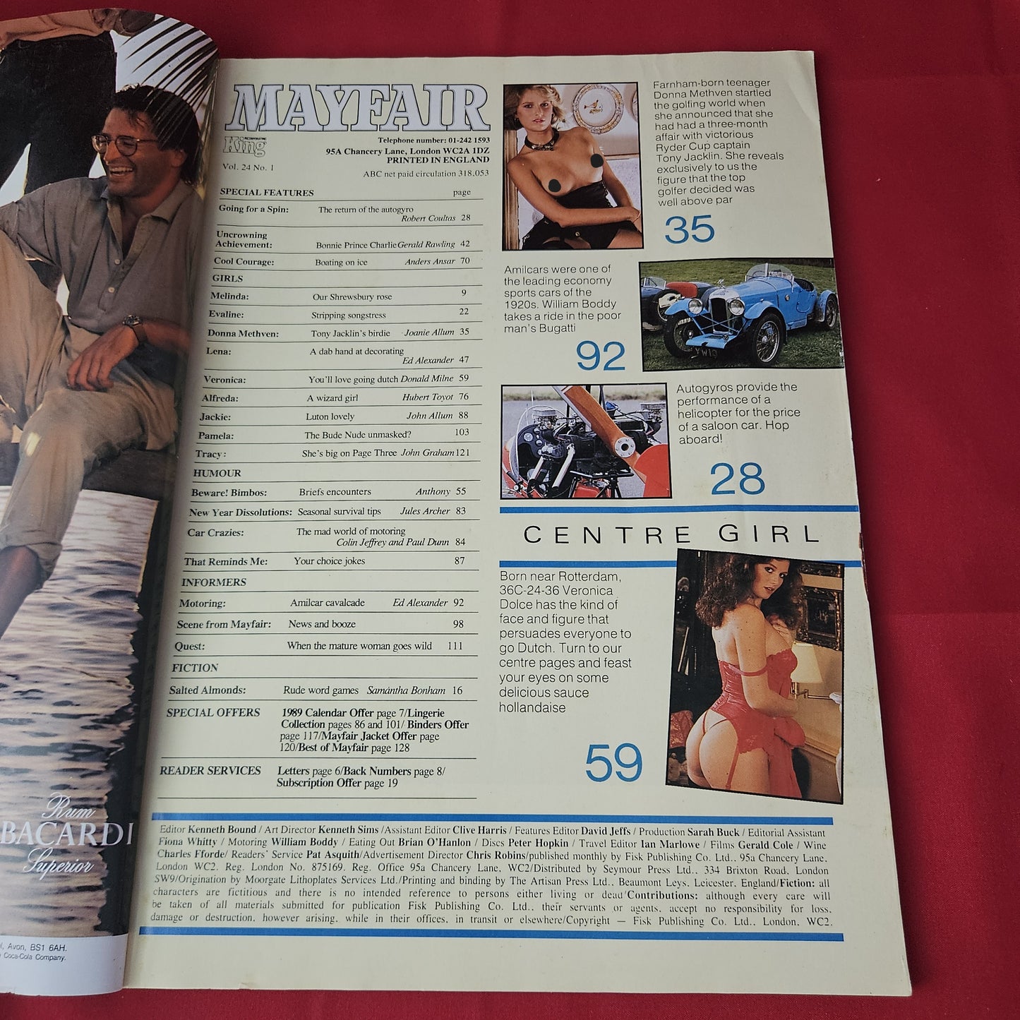 Mayfair Magazine Vol 24 No 1 1989 (1394) Tony Jacklin Tracy Neve Dolce